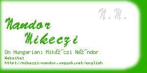 nandor mikeczi business card